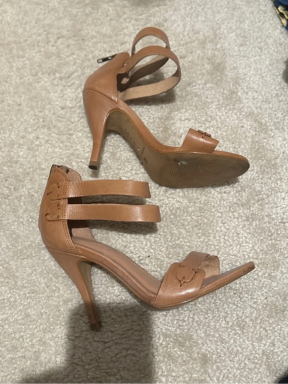 Corso Como Tan Leather Strappy Stiletto Sandals